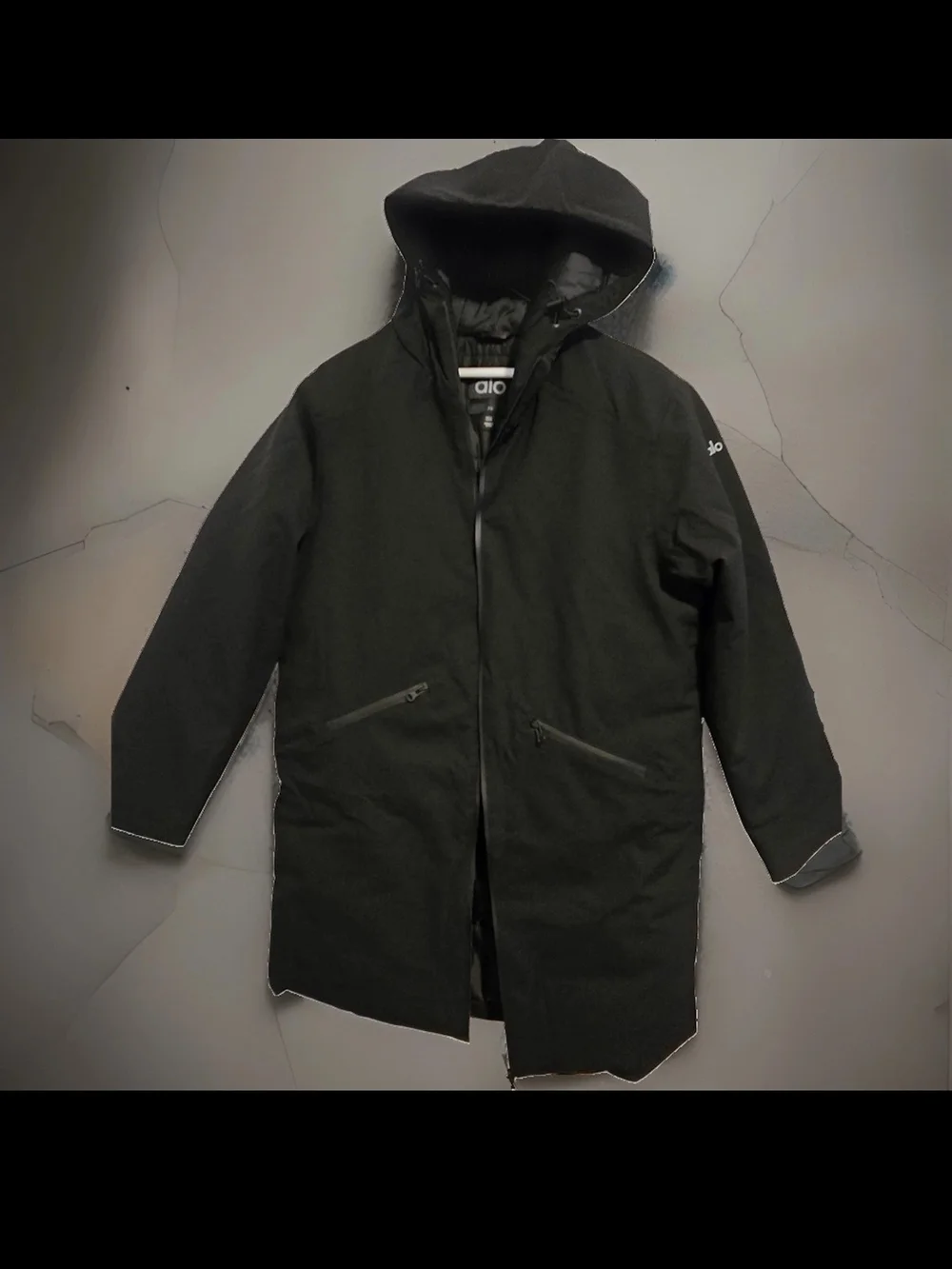 ALO Yoga Women's  Rain Or Shine Black Hooded Raincoat